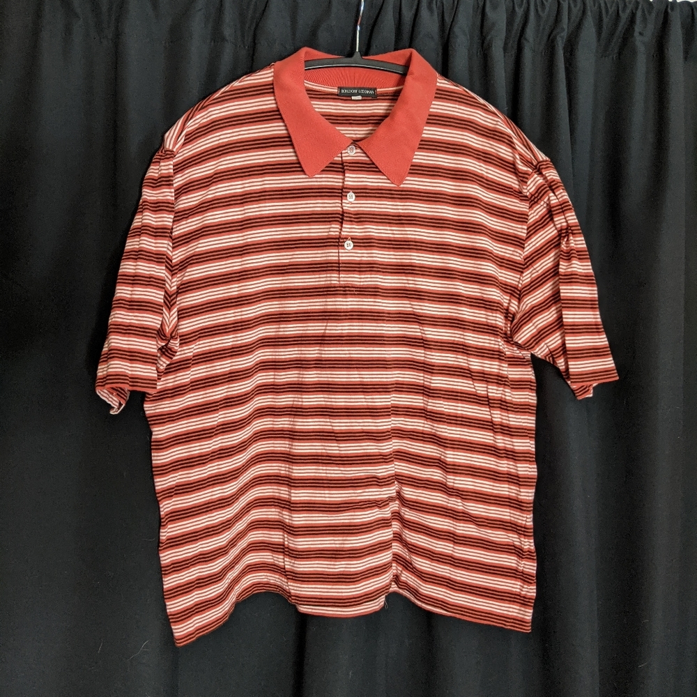 Bergdorf Goodman orange striped polo Italy